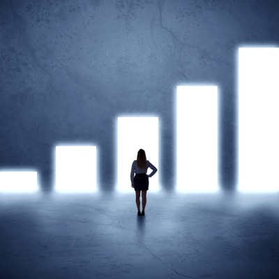 Woman with Bar Graph